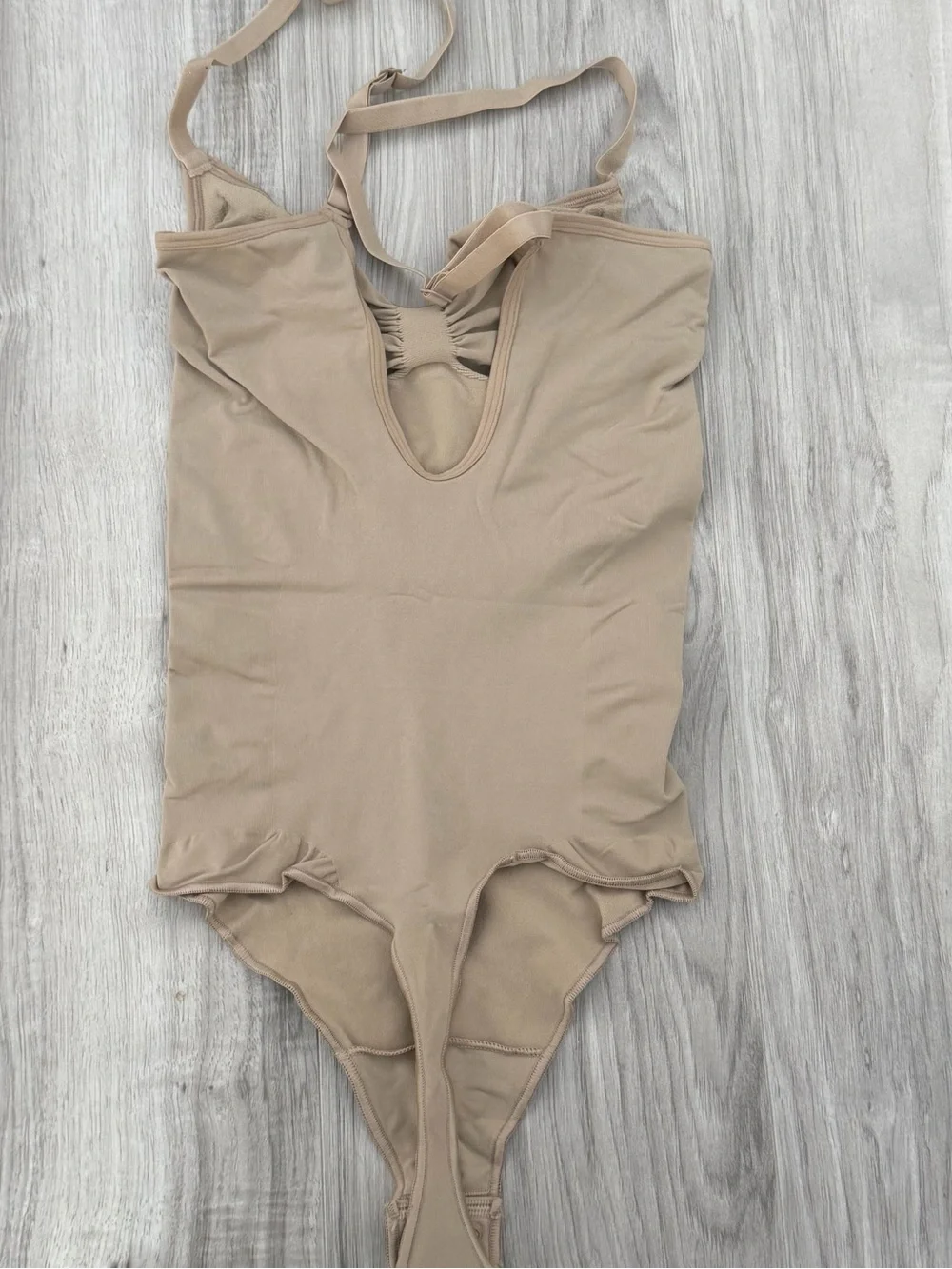 SKIMS Beige Sculpting Low Back Thong Bodysuit with Adjustable Straps